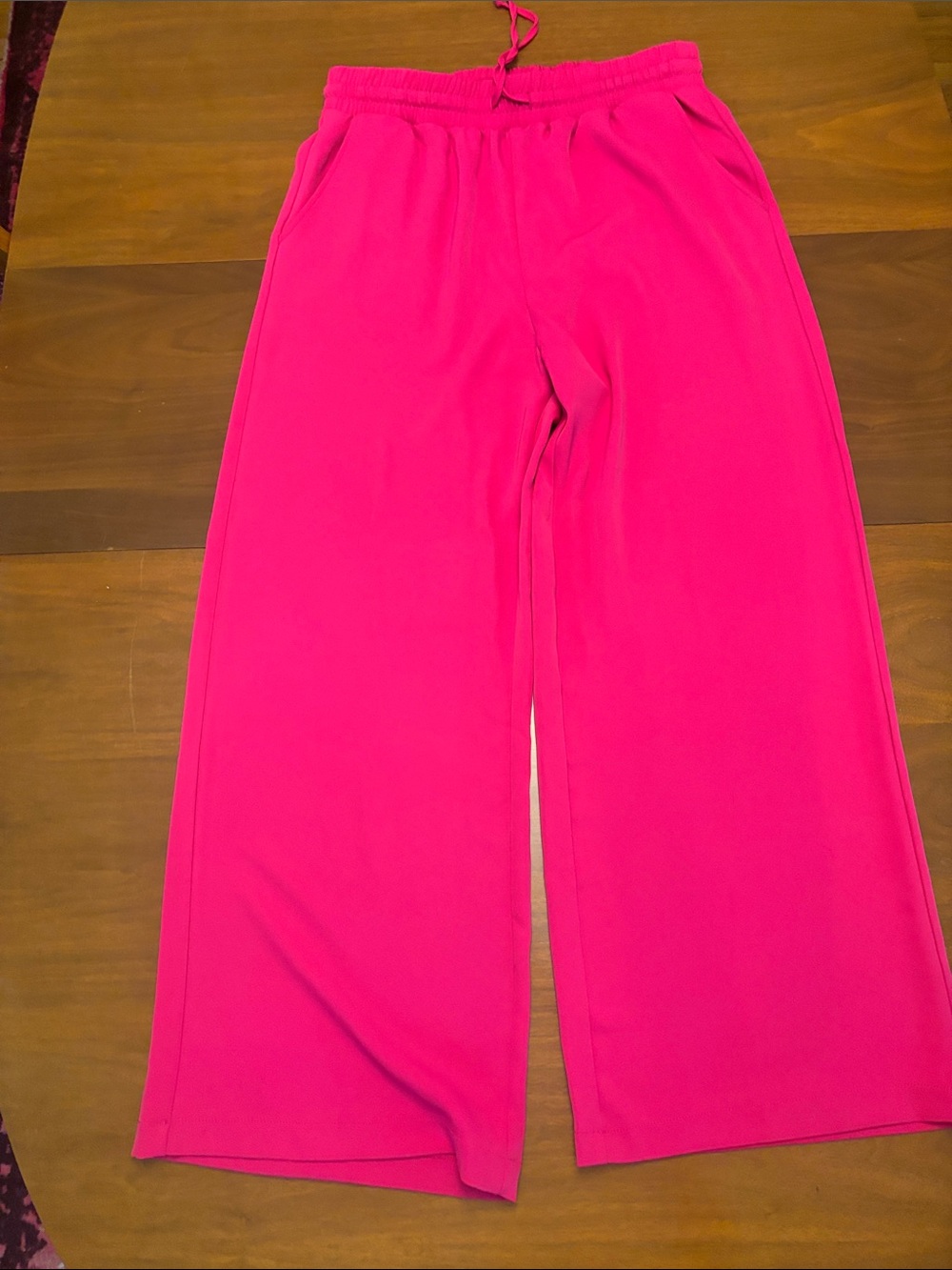 MELLODAY Bright Pink Wide-Leg Drawstring Pants